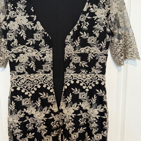 Anthropologie BHLDN Betsy Dress Black Cream Lace Maxi Gown Size 10 - Picture 12 of 15